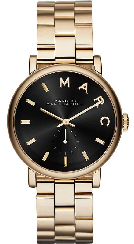 Marc By Marc Jacobs Baker Black Dial Gold Tone Watch MBM3355