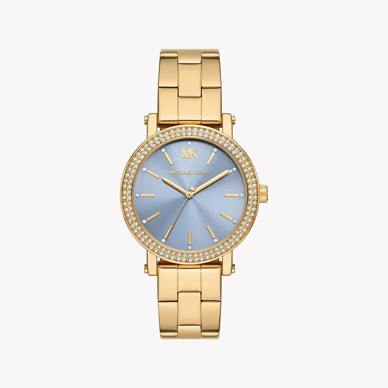 Michael Kors Slim Runway Blue Dial Gold Women's Watch - MKO1048
