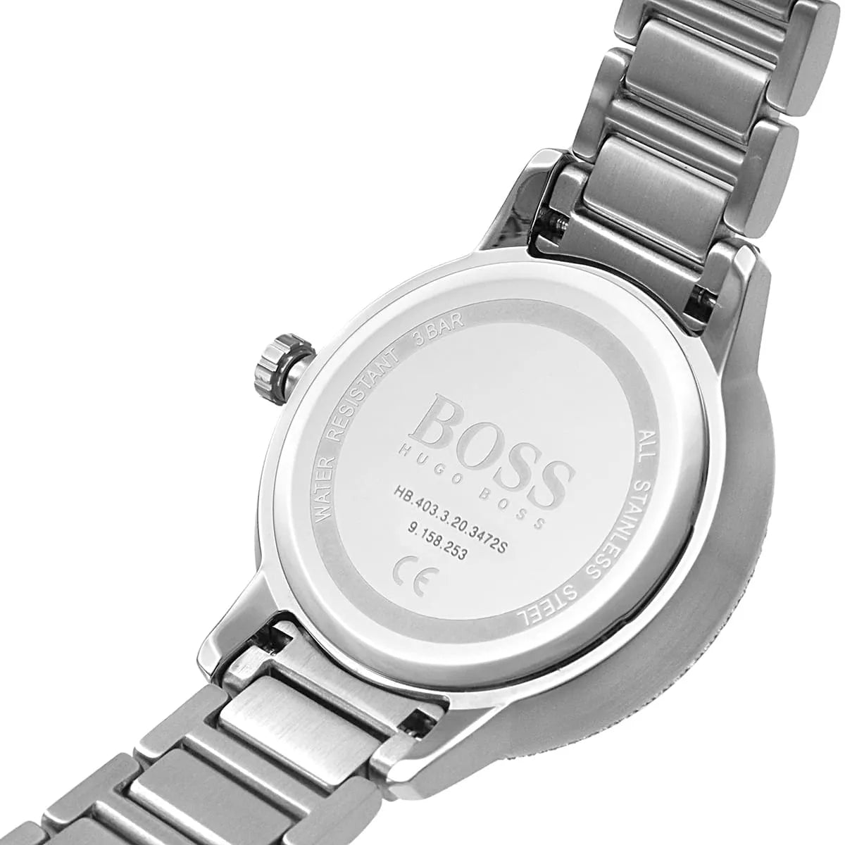 Side view of Hugo Boss Signature watch with two-tone steel and gold strap