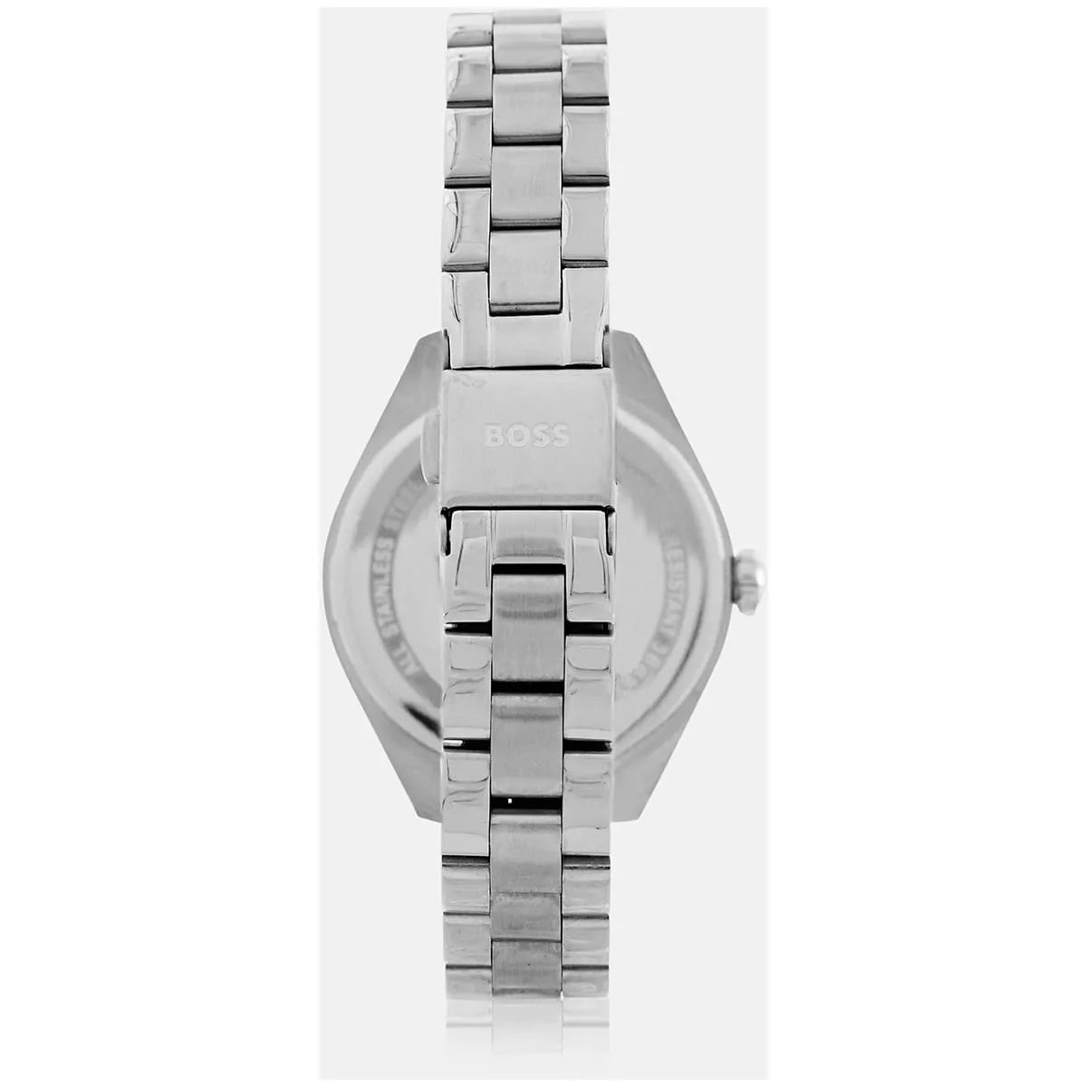 Side profile of Hugo Boss Sage watch showing thin case and metal bracelet