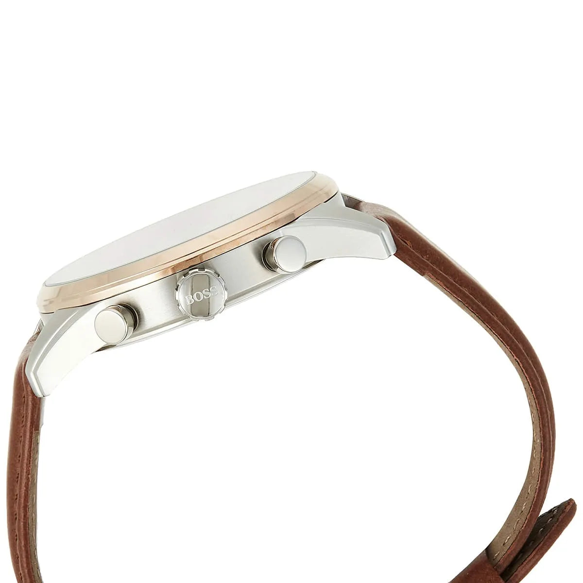 Hugo Boss Skymaster chronograph watch side profile showing case thickness