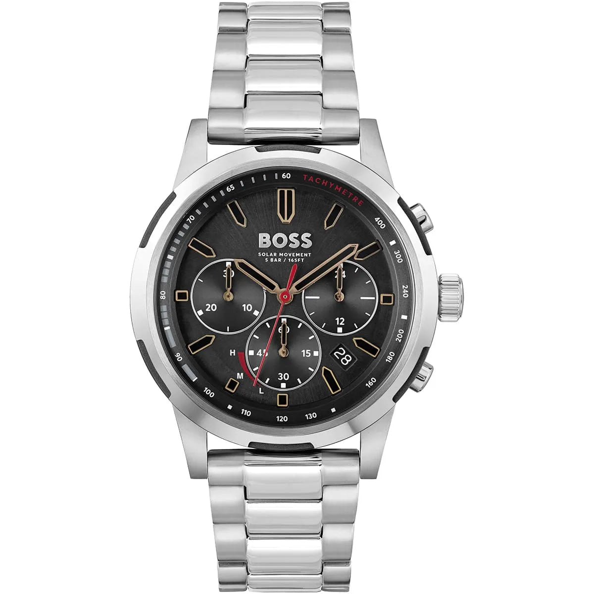 Hugo Boss Solgrade chronograph watch with black dial, stainless steel case and bracelet
