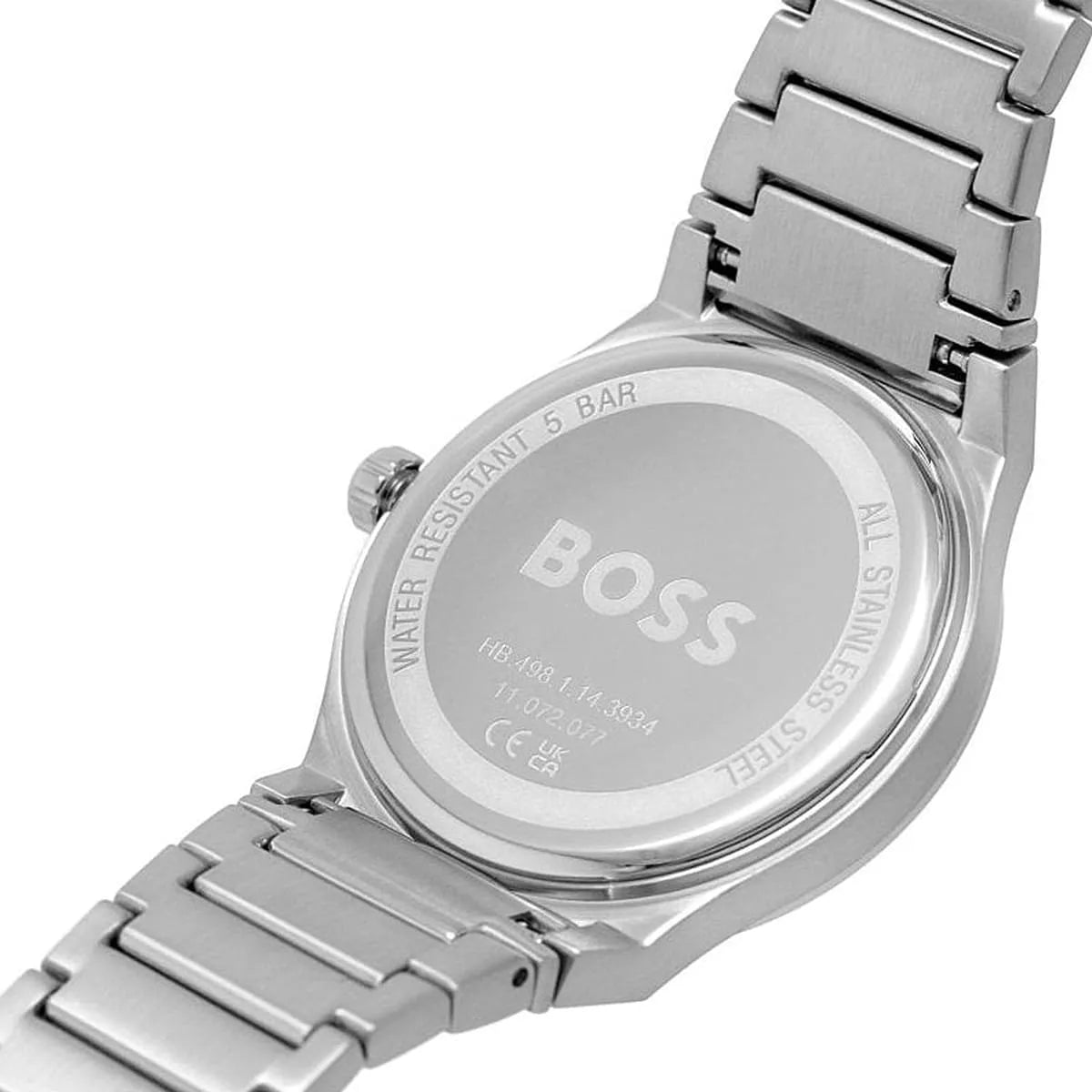 HUGO BOSS Candor stainless steel bracelet side view with deployment clasp