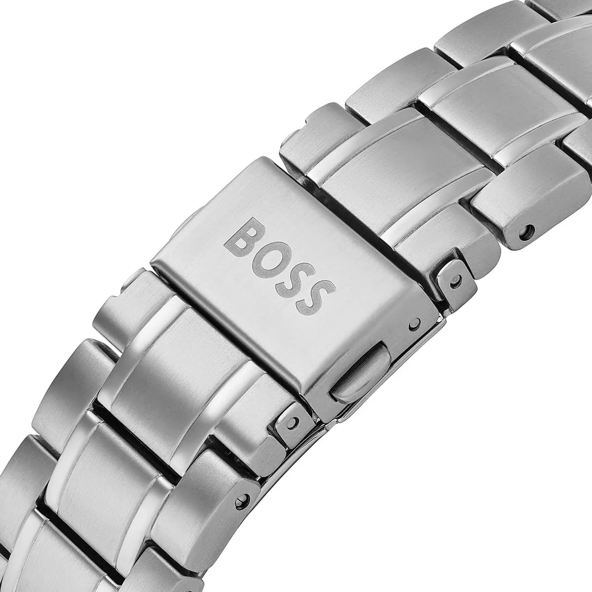 Hugo Boss Grand Prix silver stainless steel bracelet strap with folding clasp