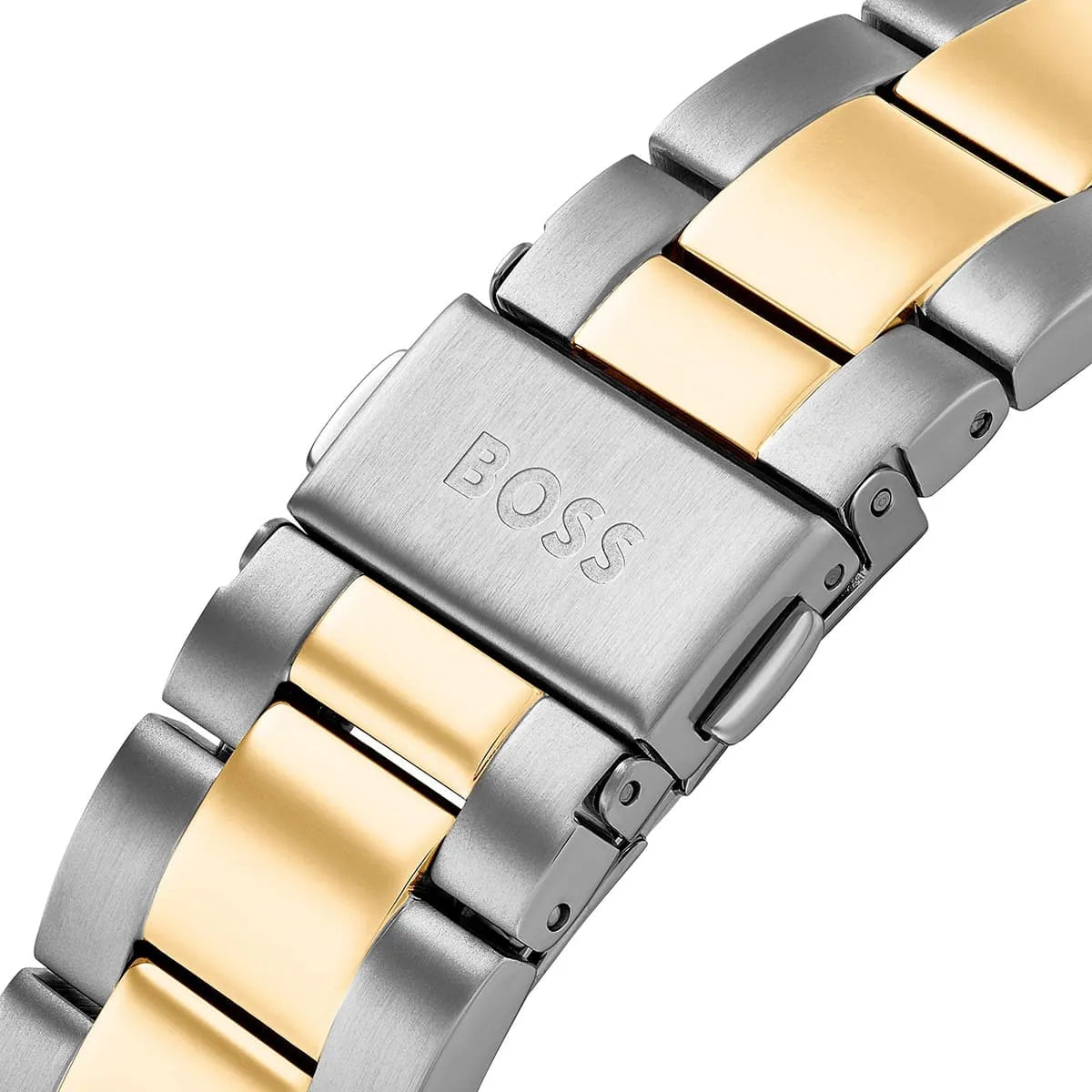 Hugo Boss two-tone stainless steel and gold metal bracelet with folding clasp