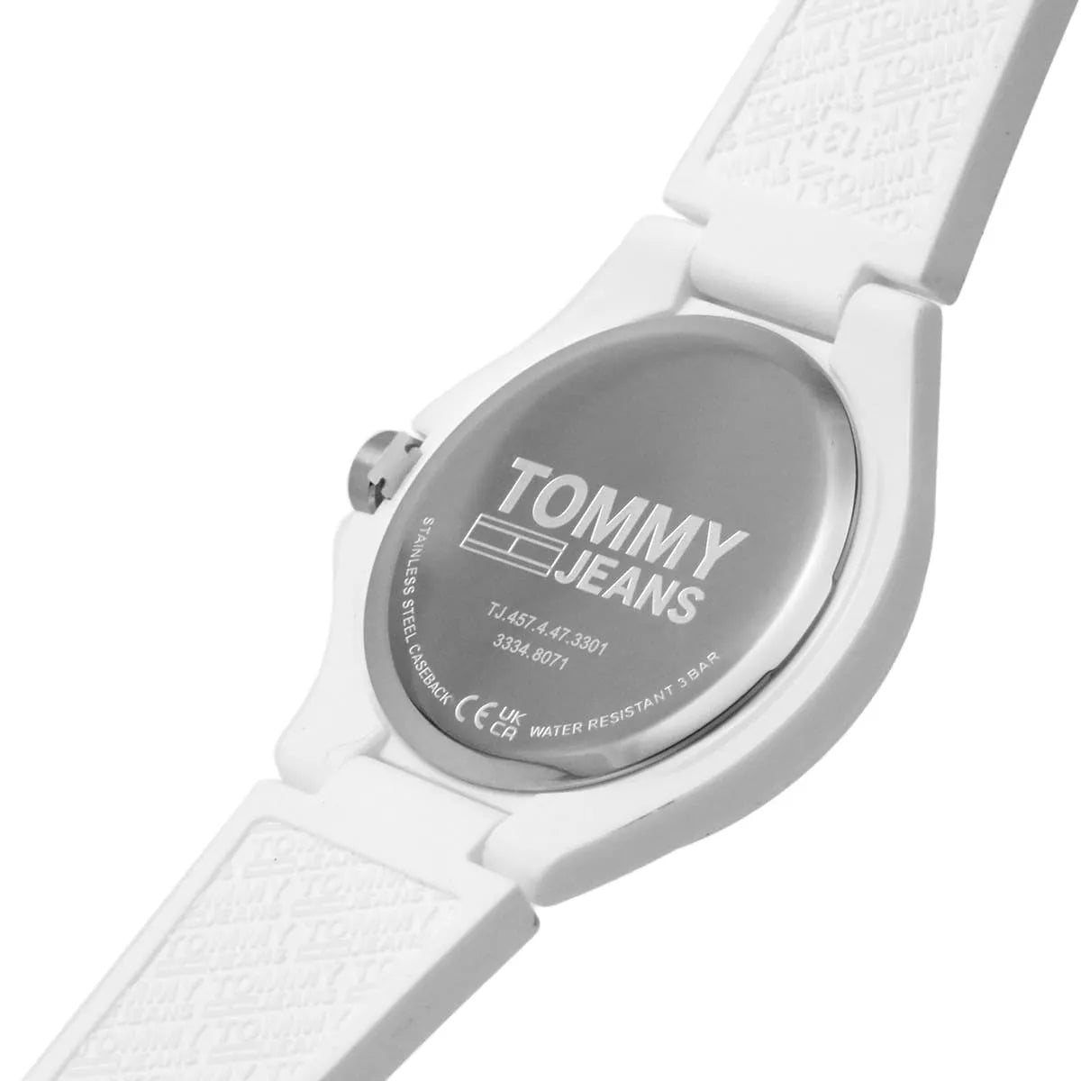 Tommy Hilfiger Jeans watch caseback with engraved logo and specifications