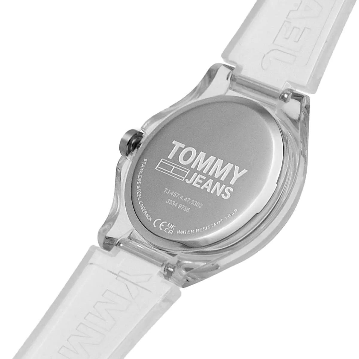 Tommy Hilfiger Jeans watch caseback with Tommy Jeans branding and specifications engraved