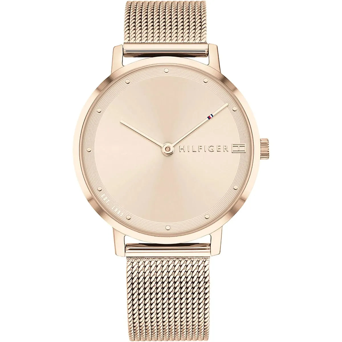 Tommy Hilfiger Pippa women's watch with carnation gold mesh strap and rose gold dial