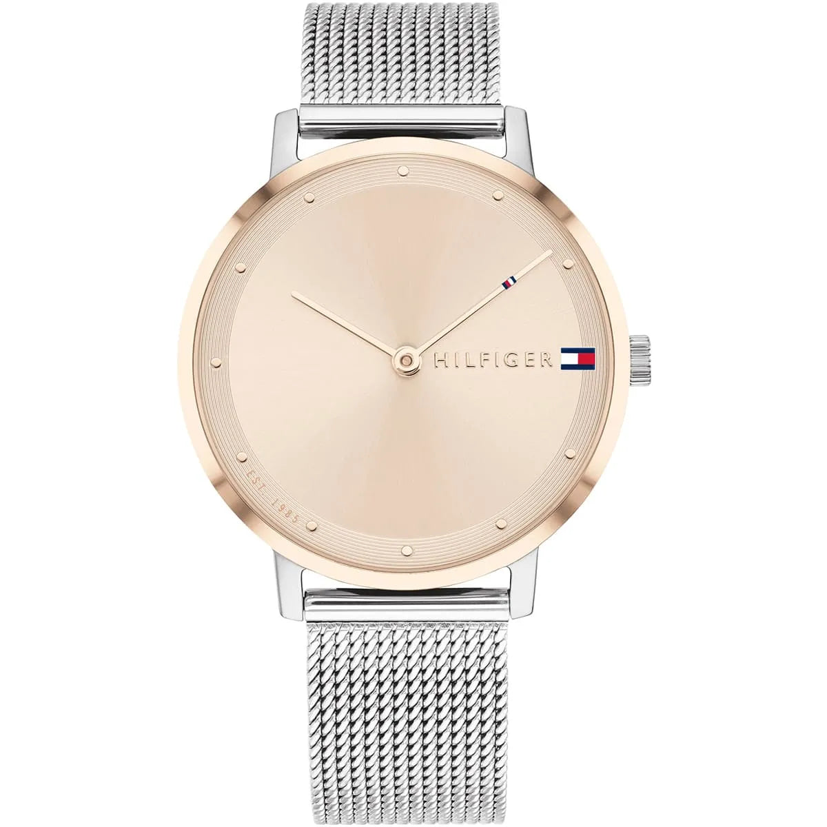 Tommy Hilfiger Pippa women's watch with rose gold dial and stainless steel mesh strap