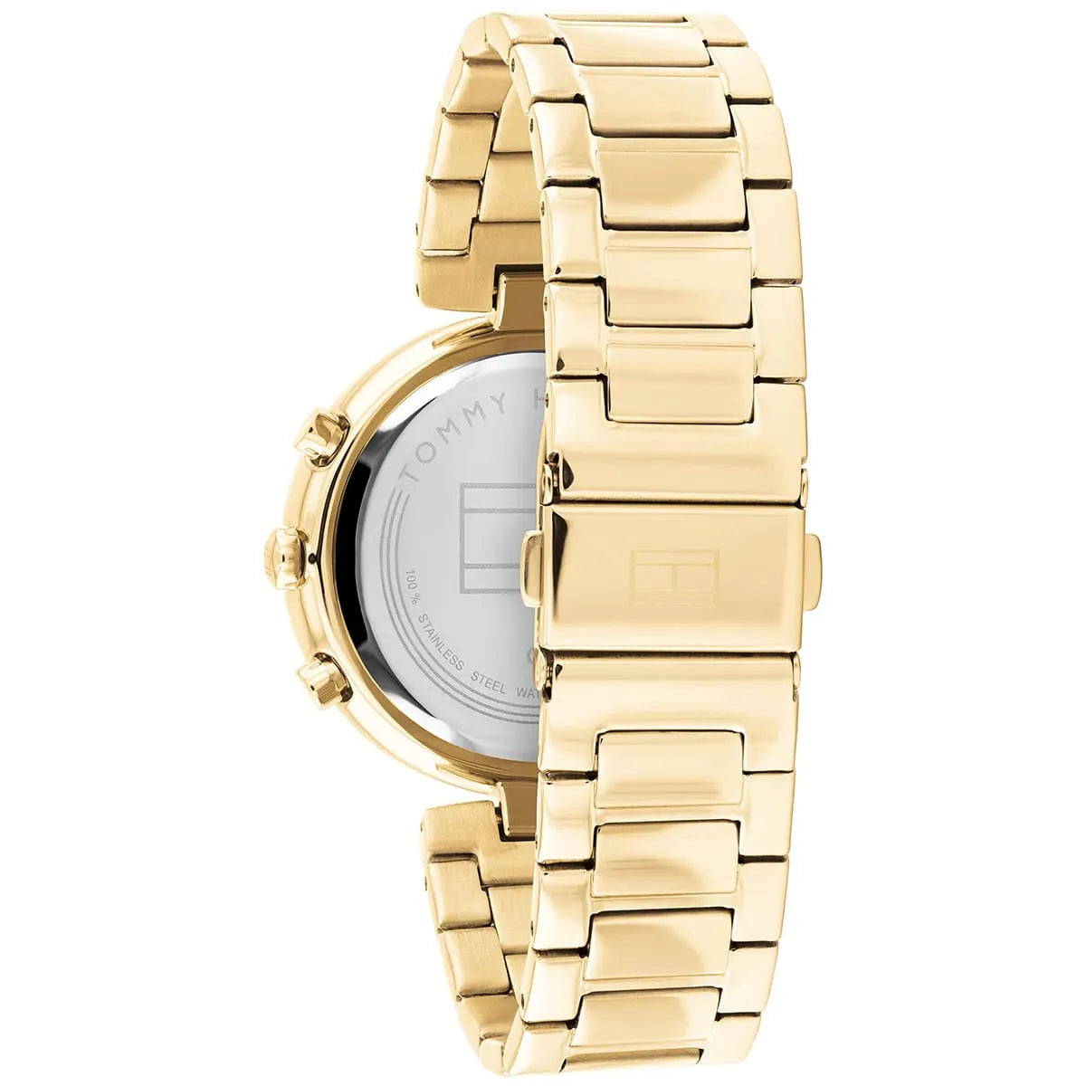 Tommy Hilfiger 1782392 watch caseback and gold stainless steel bracelet details
