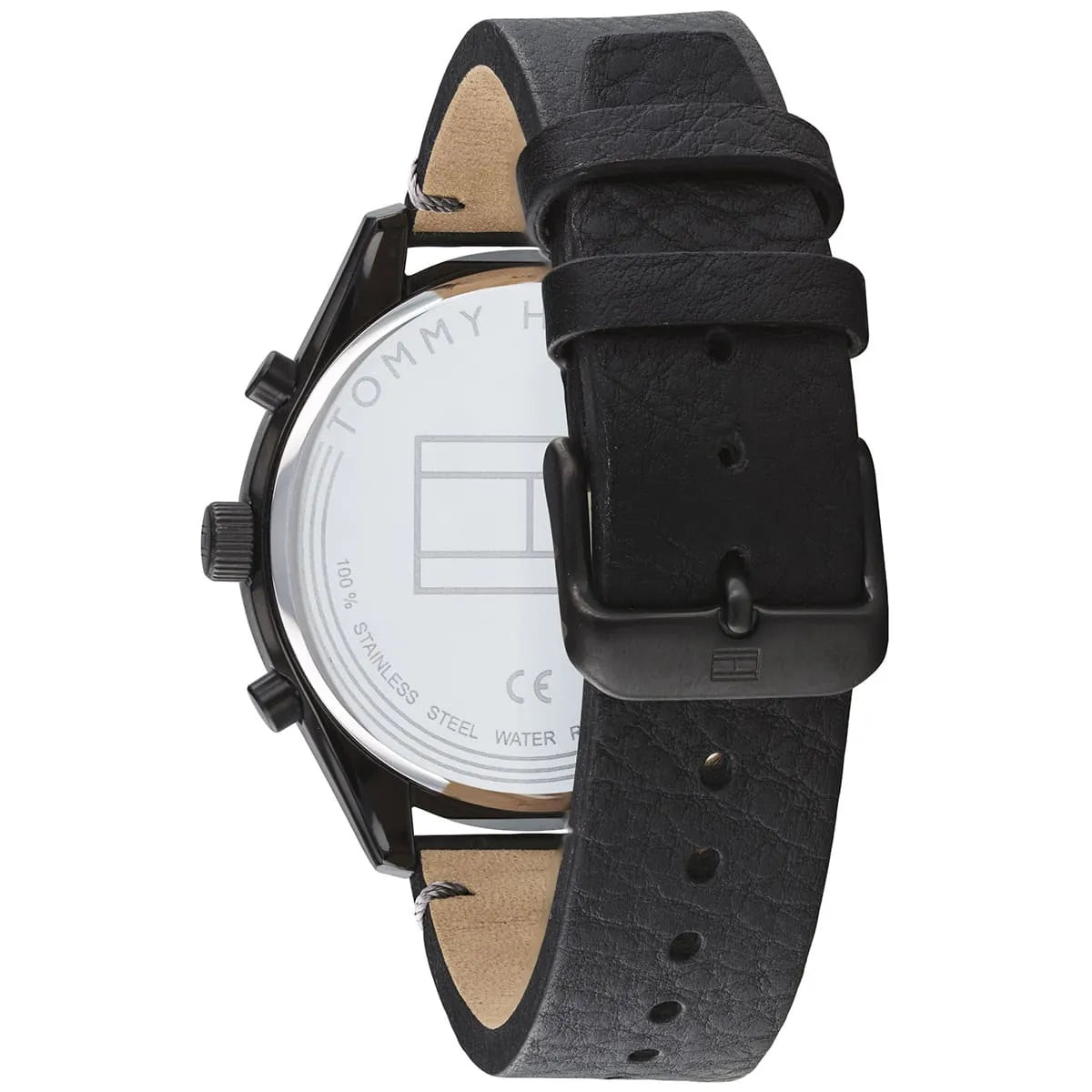 Tommy Hilfiger Bennett watch caseback showing stainless steel case and water resistance details