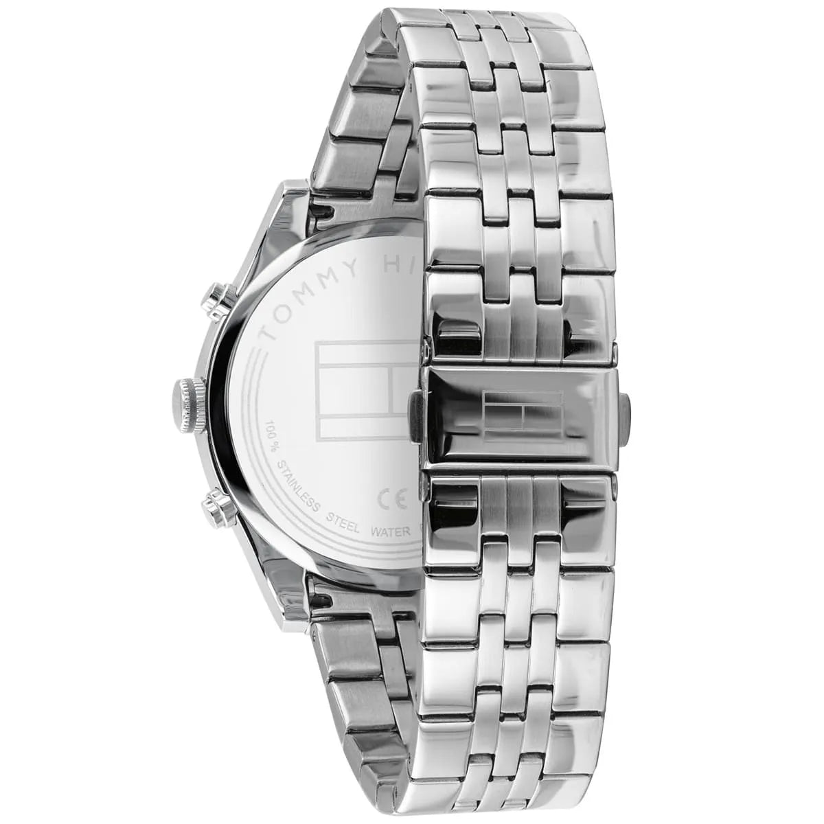Stainless steel three-link bracelet of Tommy Hilfiger Ashton watch with fold-over clasp