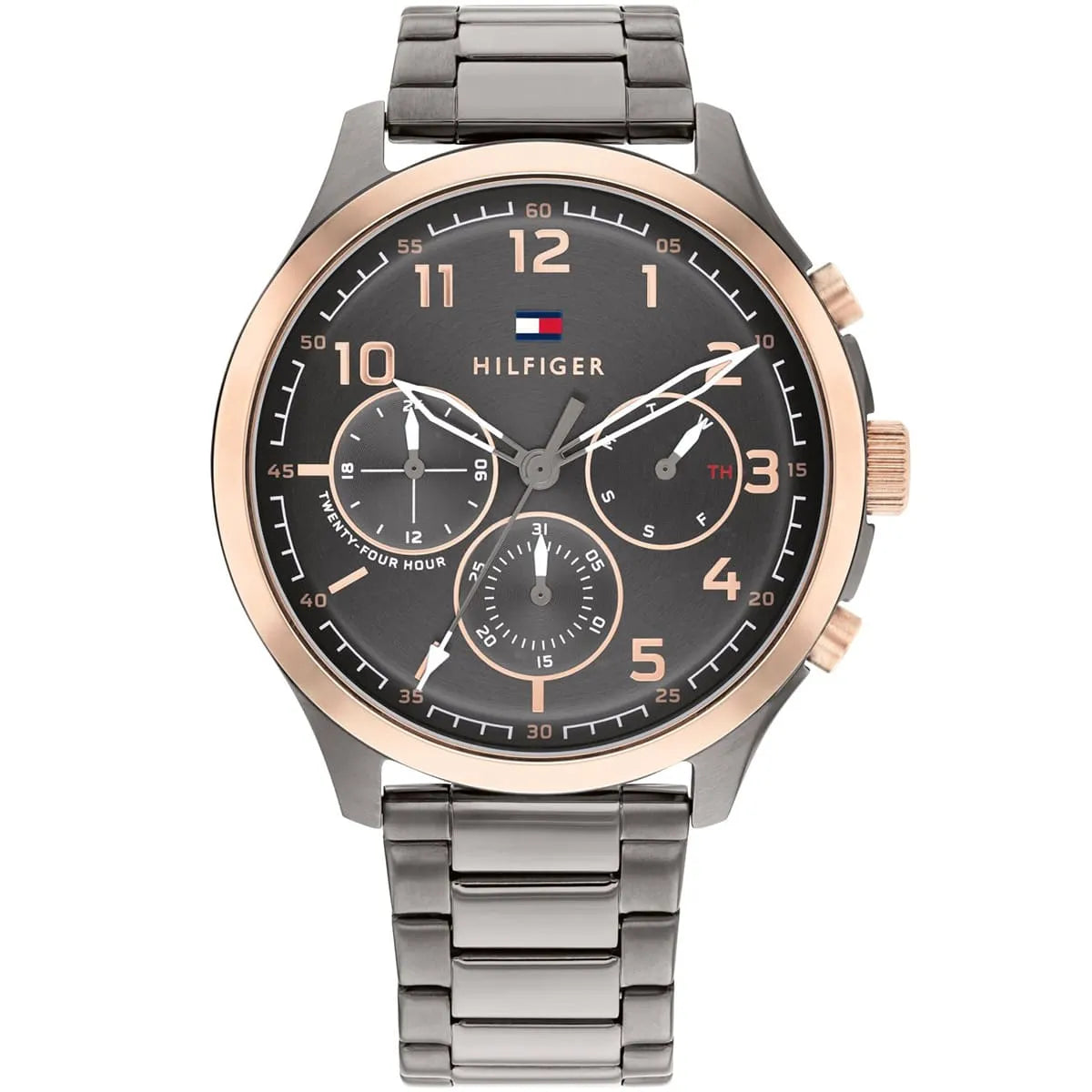 Tommy Hilfiger Asher men's watch with gray chronograph dial and gunmetal stainless steel bracelet