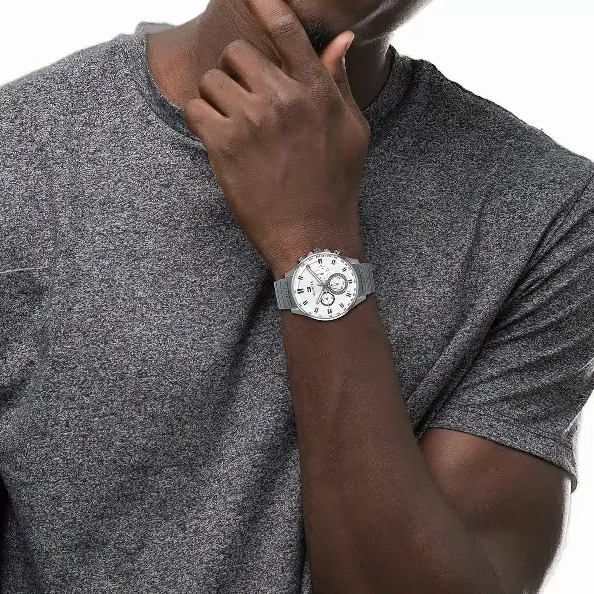 Tommy Hilfiger Max chronograph watch worn on wrist