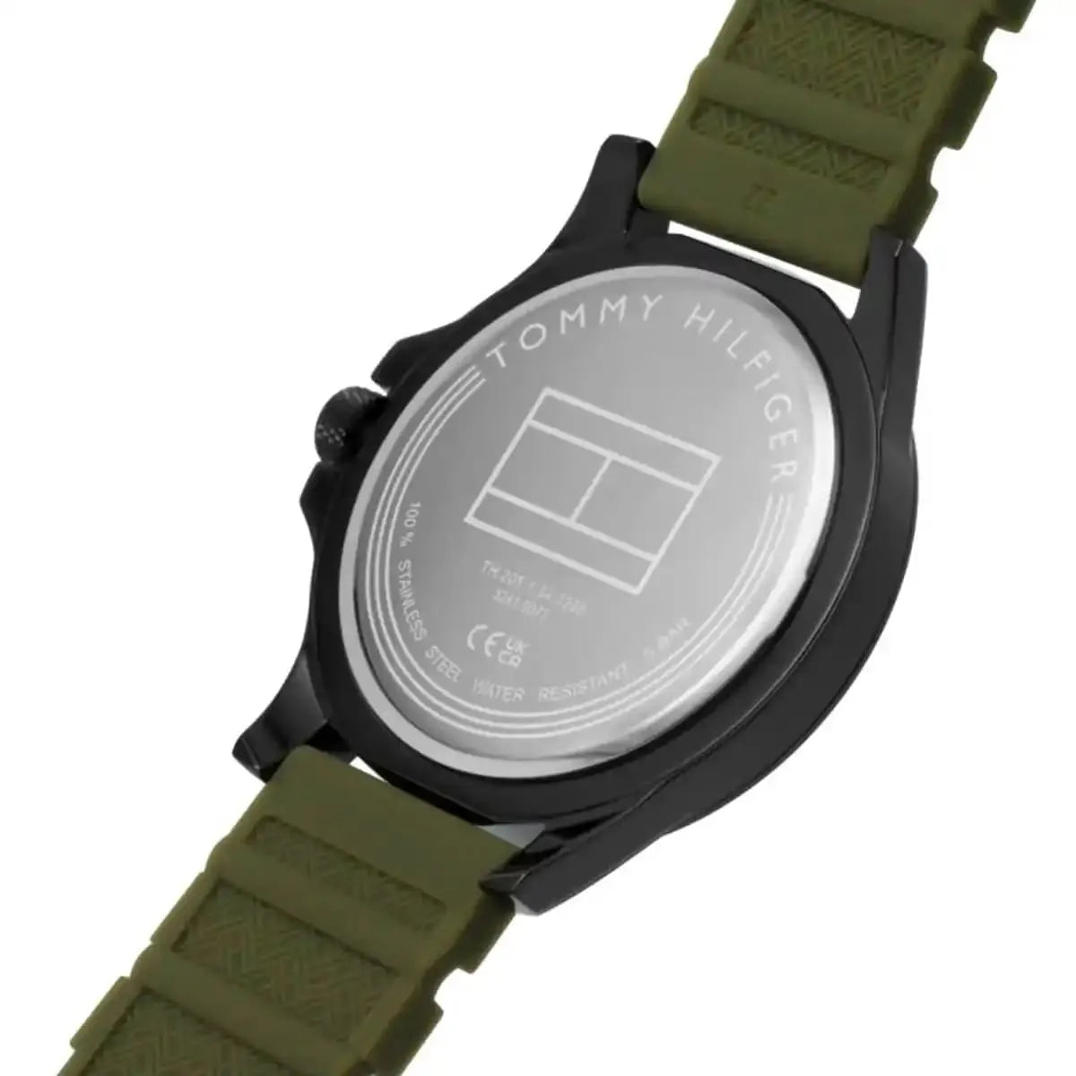 Tommy Hilfiger Ryan watch case back with Tommy Hilfiger branding and water resistance rating