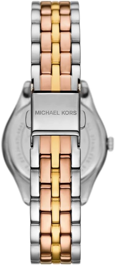 Michael Kors Harlowe Mini Harlowe Pave Tri-Tone Quartz Silver Dial Watch MK4846