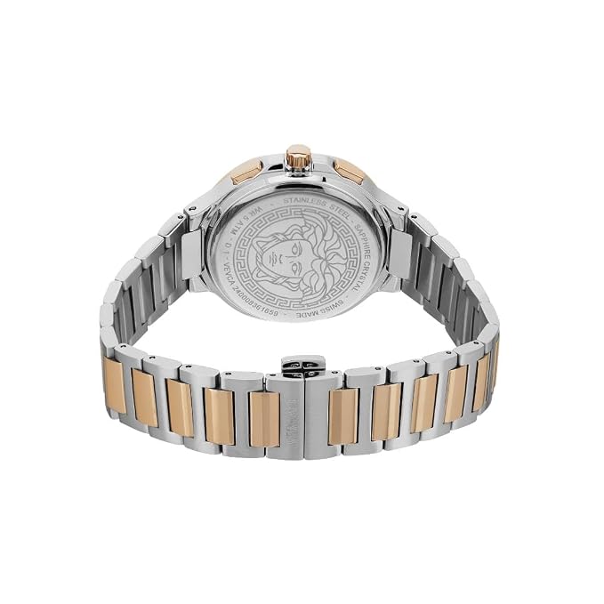 Versace V-Chrono Square Chronograph Quartz Rose Gold Dial Watch VEVCA0524