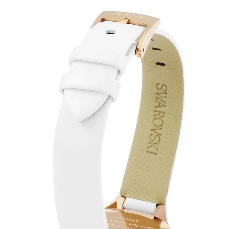 Swarovski Lovely Crystals Rose Gold White Leather Strap Women's Watch 5242904