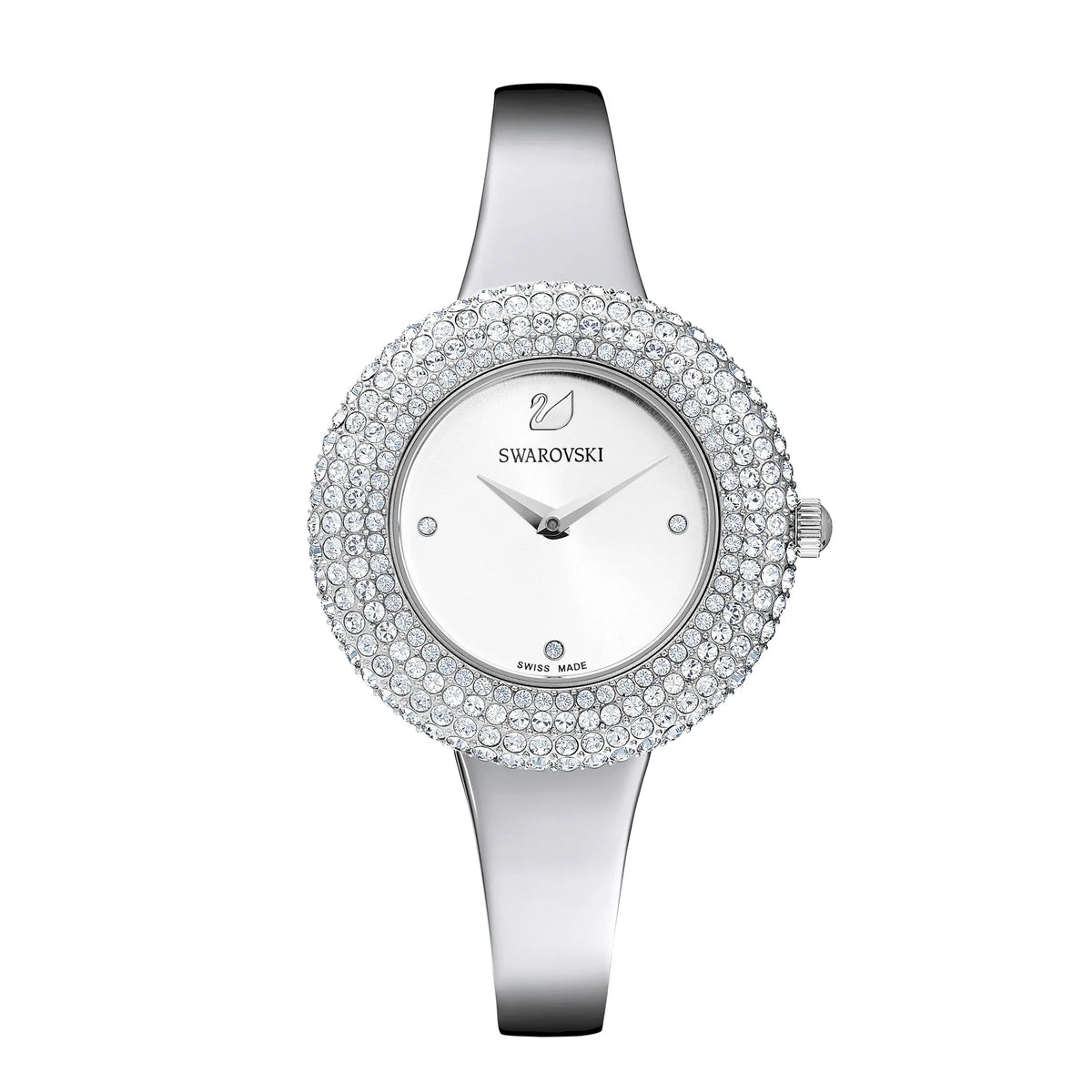 Swarovski Crystal Sparkling Micro-Pave Silver Dial Silver Steel Women's Watch 5483853