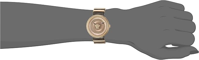 Versace V Metal Icon Gold Dial Brown Strap Women's Watch - VLC130016