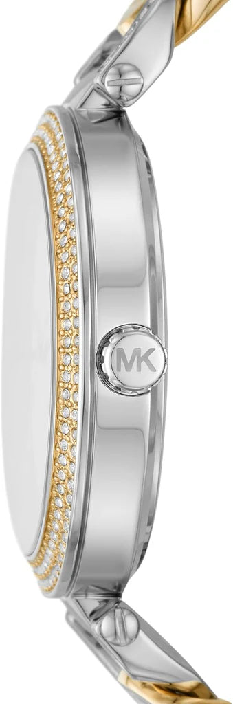 Michael Kors Michael Kors Catelyn Three-Hand Crystals Silver Dial Two Tone Steel Strap Watch MK4633