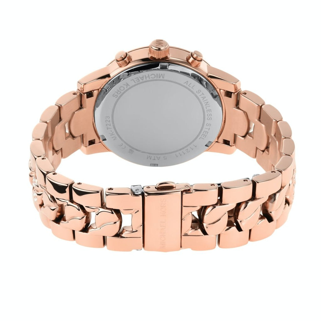 Michael Kors Ritz Pavé Curb Chain Rose Gold-Tone Women's Watch - MK7223