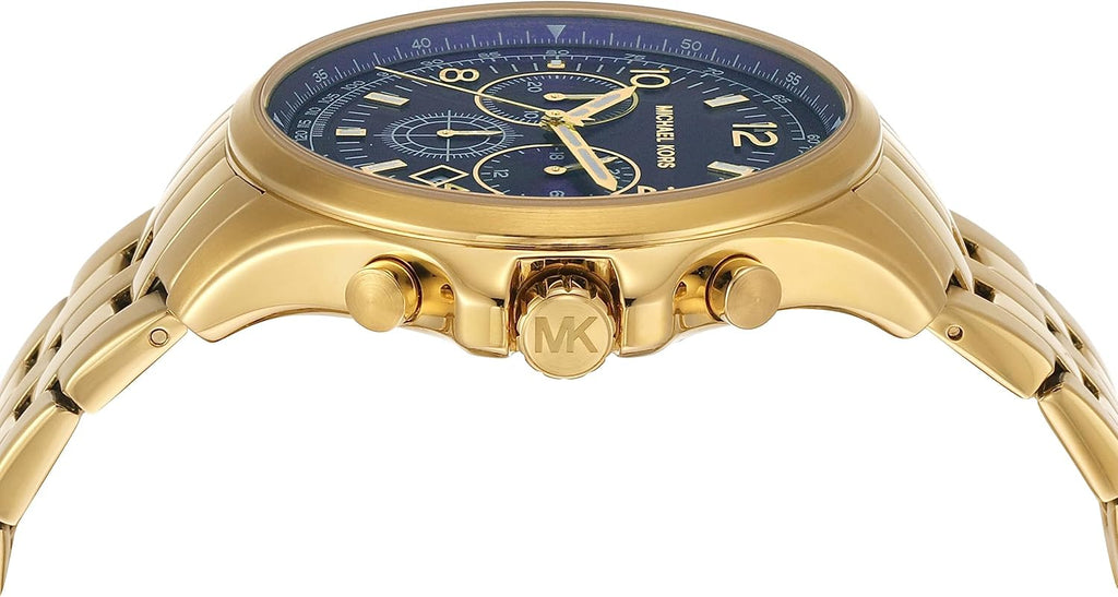 Michael Kors Oversized Pilot Chronograph Blue Dial Gold Men's Watch - MK9125