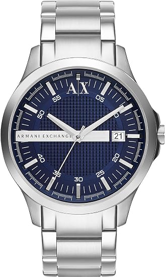 Armani Exchange Blue Textured Dial Silver Men's Watch - AX2132