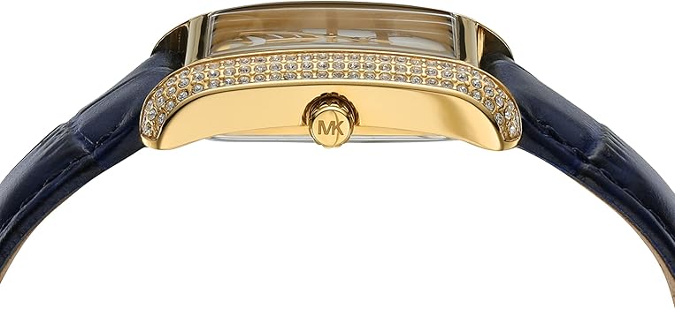 Michael Kors Emery Pavé Gold-Tone and Navy Blue Leather Women's Watch - MK2982