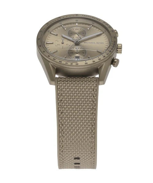 Oversized Accelerator Gold Tone Beige Rubber Strap Men's Watch MK9145