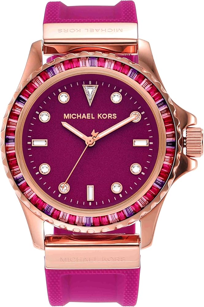Michael Kors Oversized Everest Pavé Fuchsia Silicone Strap Women's Watch - MK7441