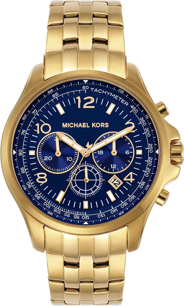 Michael Kors Oversized Pilot Chronograph Blue Dial Gold Men's Watch - MK9125