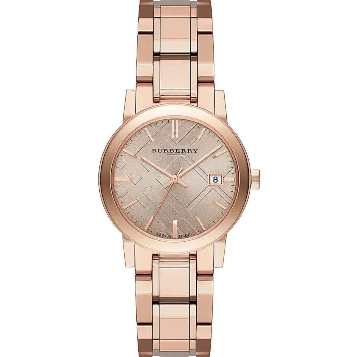 Burberry The City Rose Check Stamped Dial Rose Gold Stainless Steel Women's BU9135