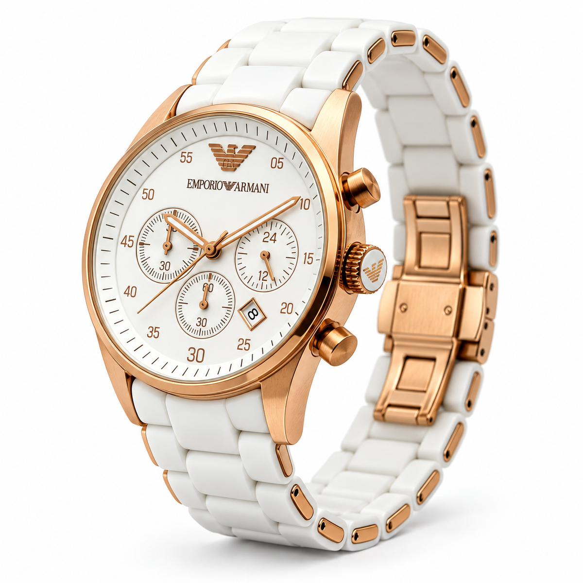 Emporio Armani Sport Chronograph White Silicone-wrapped Stainless Men's Watch AR5919