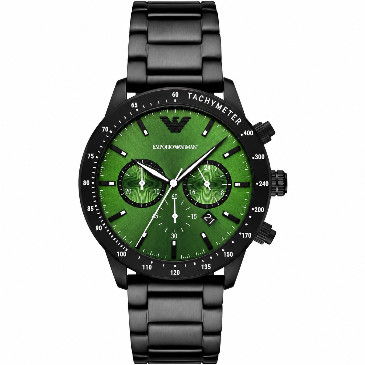 Emporio Armani Chronograph Green Dial Black Men's Watch AR11472