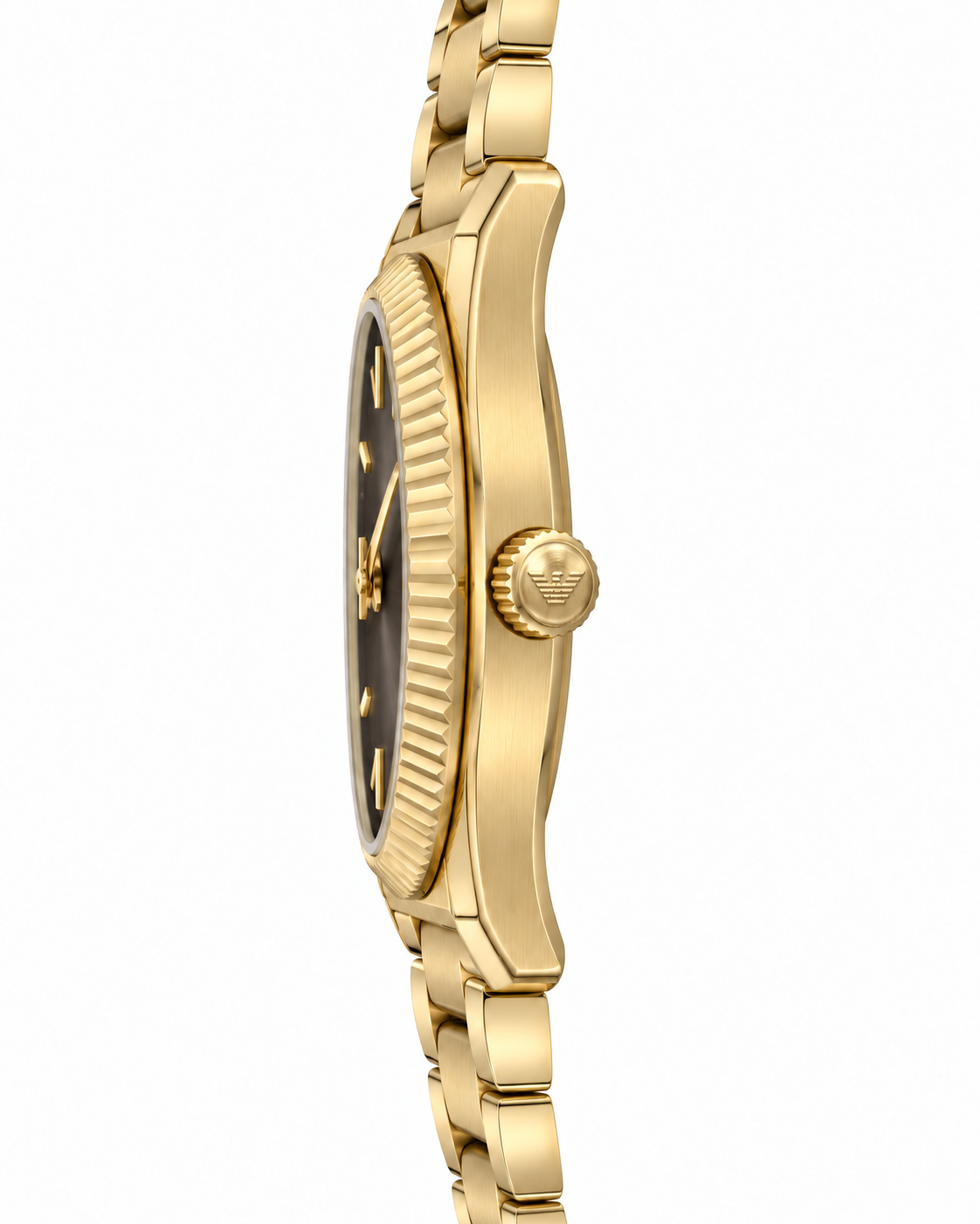 Emporio Armani Three-Hand Gold-Tone Brown Dial Stainless Steel Watch AR11700
