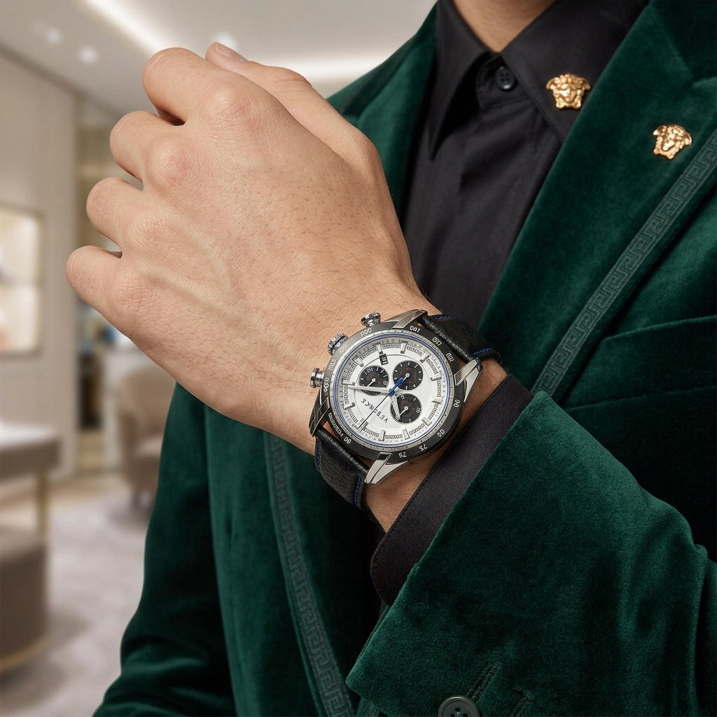 Versace V-Ray Leather Strap Men's Watch VDB010014