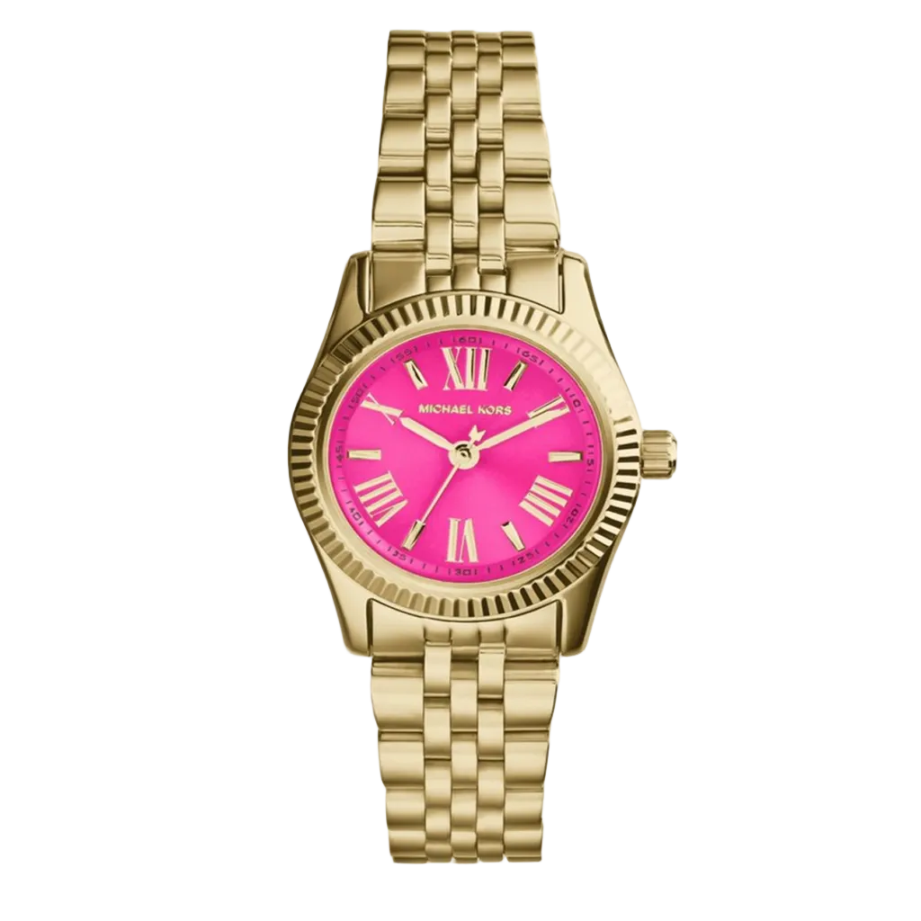 Michael Kors Mini Lexington Pink Dial Gold-Tone Women's Watch - MK3270