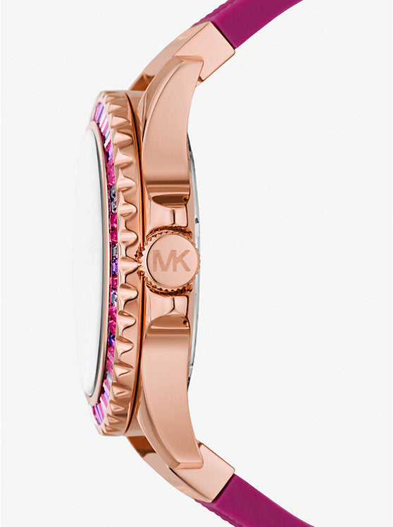 Michael Kors Oversized Everest Pavé Fuchsia Silicone Strap Women's Watch - MK7441