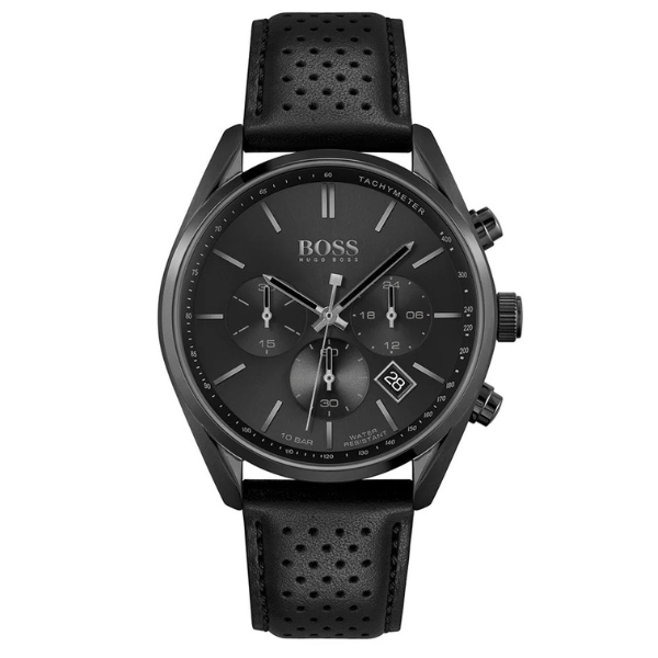 Hugo Boss Champion Black Leather Men's Watch 1513880