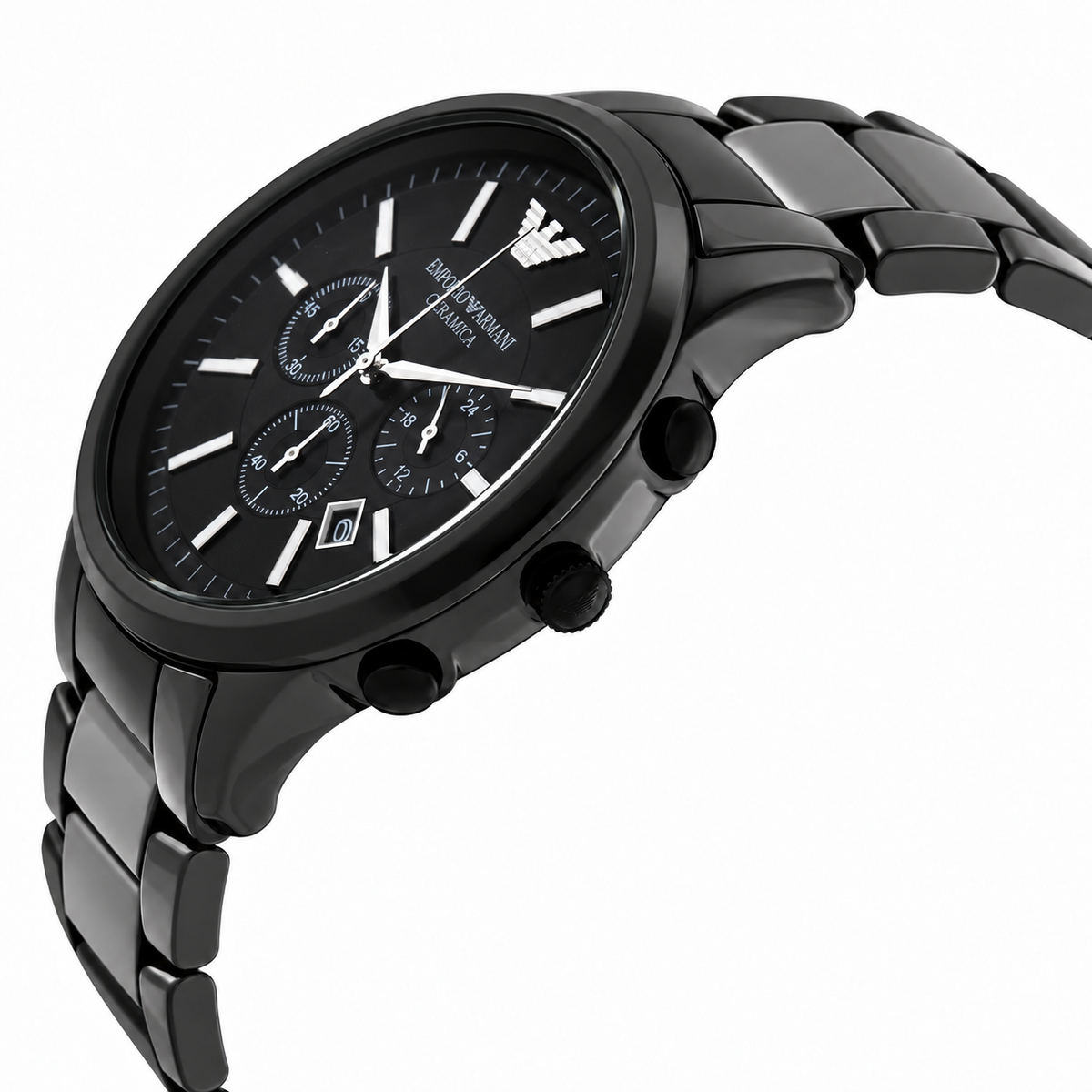 Emporio Armani Ceramica Chronograph Black Dial Watch AR1451