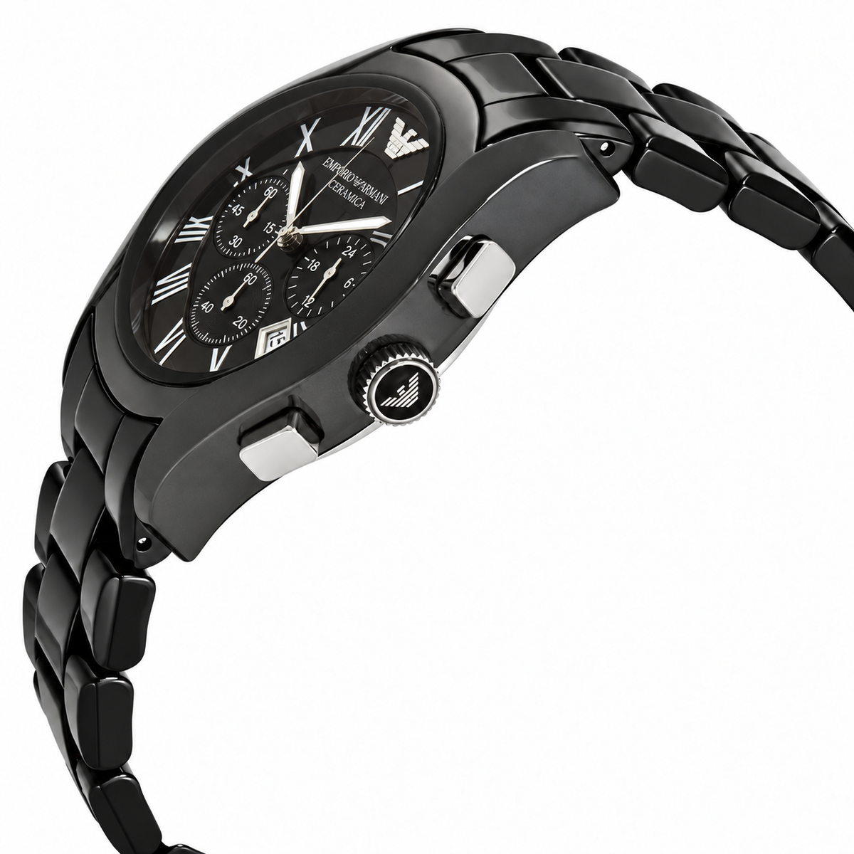 Emporio Armani Chronograph Black Dial Black Ceramic Watch AR1400