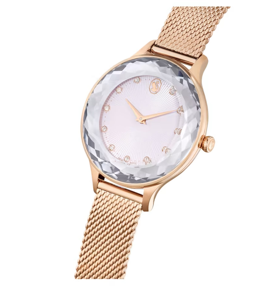 Swarovski Dextera Mixed Crystal Pave White Dial Rose Gold Tone Women's Watch 5650011