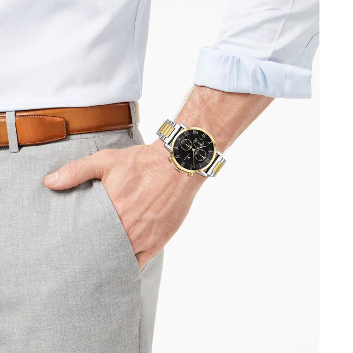 Tommy Hilfiger Chronograph Two-Tone Black Dial Watch 1791539