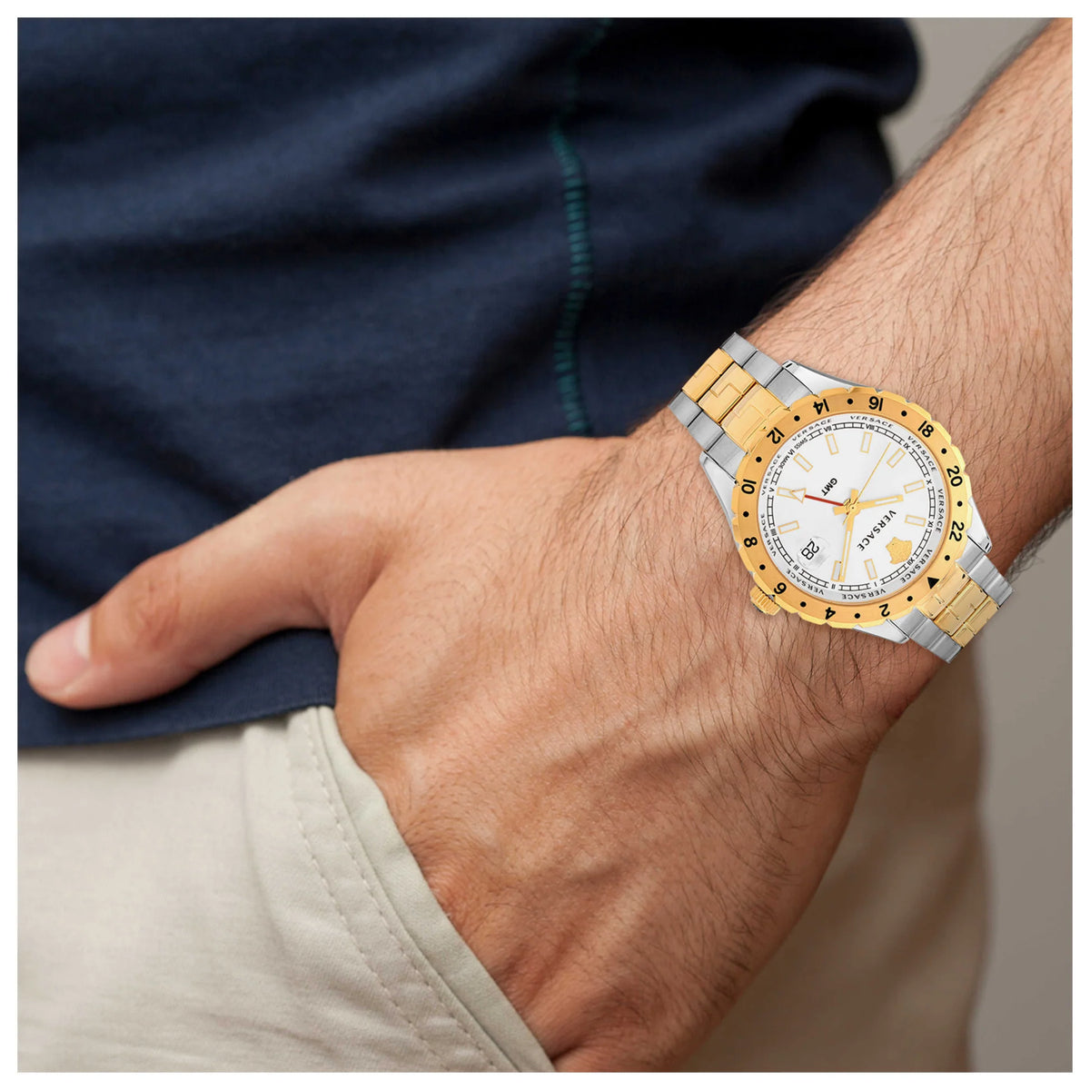 Versace Hellenyium Two Tone GMT Men's Watch - V11030015