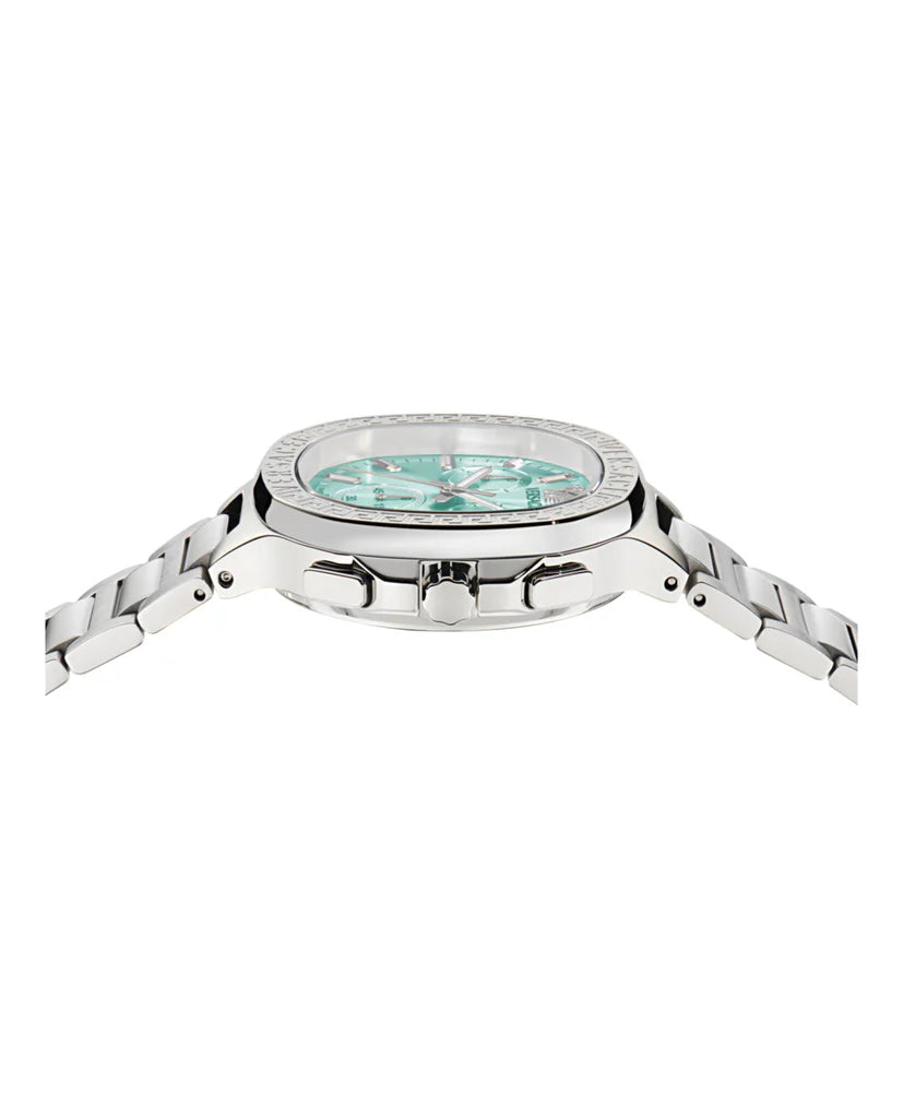 Versace V-Chrono Square Chronograph Quartz Turquoise Dial Watch VEVCA0324