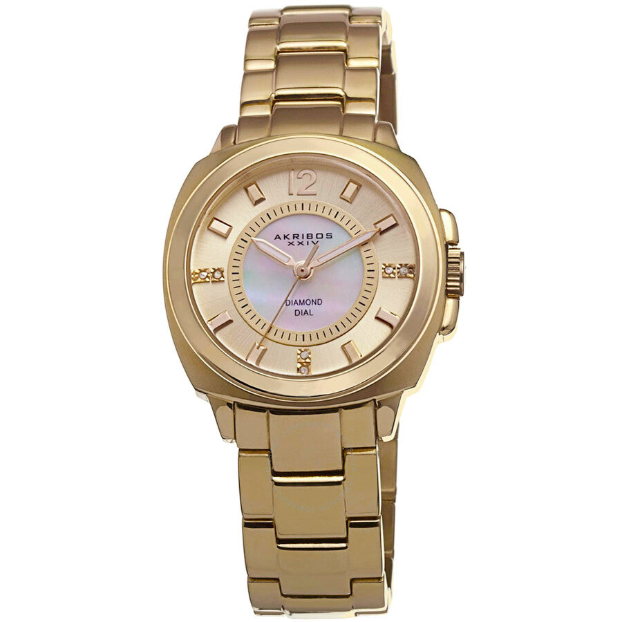 Akribos XXIV Mother of Pearl Dial Gold-tone Ladies Watch AK668YG - The Watches Men & Co