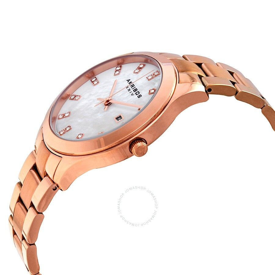 Akribos XXIV Mother of Pearl Dial Rose Gold-Tone Ladies Watch AK954RG - The Watches Men & Co #2