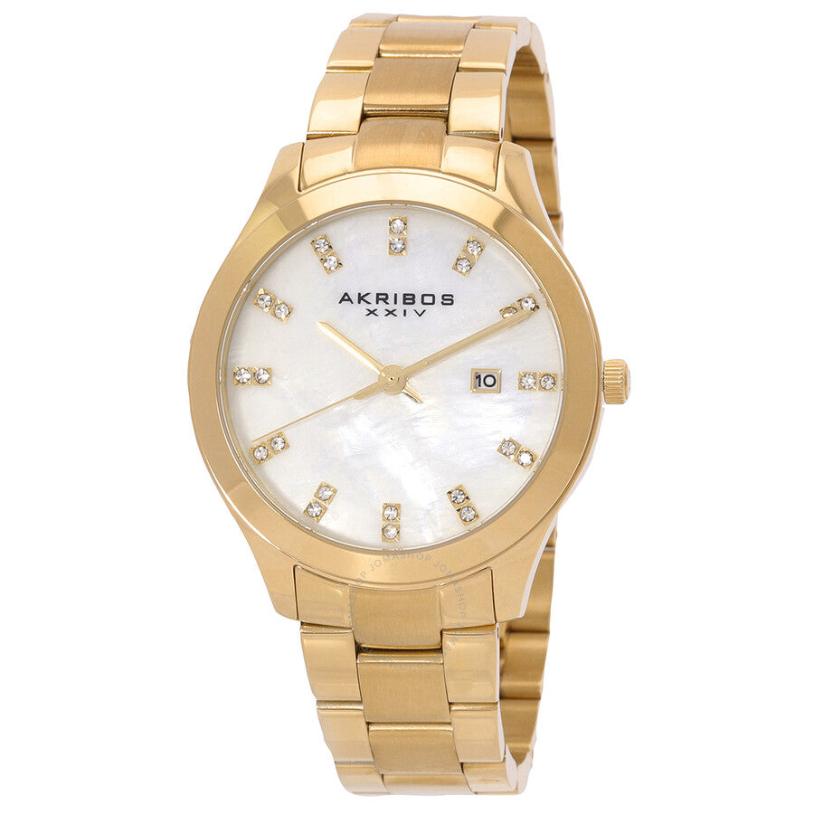 Akribos XXIV Mother of Pearl Gold-tone Ladies Watch AK954YG - The Watches Men & Co
