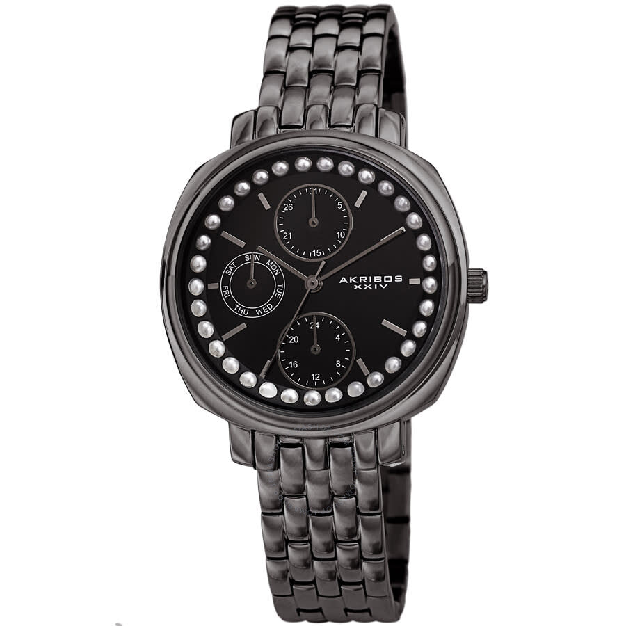 Akribos XXIV Quartz Black Dial Ladies Watch AK1114GN - The Watches Men & Co